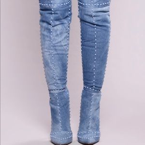 Thigh high Denim boots